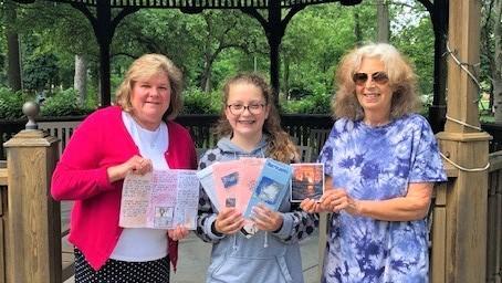 Pictured (L-R) are Westfield Senior Citizens Housing Executive Director Liz Fennik, Madeline Cortes, and Westfield Senior Citizens Housing Activities Director Randi Kass as they hold flyers, brochures and educational material about natural hazards.