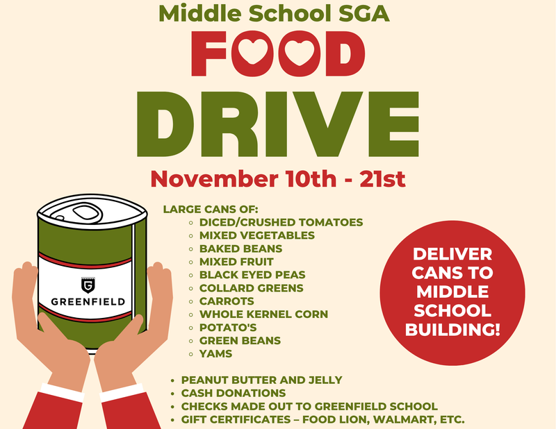 Middle School SGA Food Drive Featured Photo