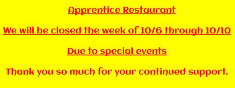 Restaurant closed this week.