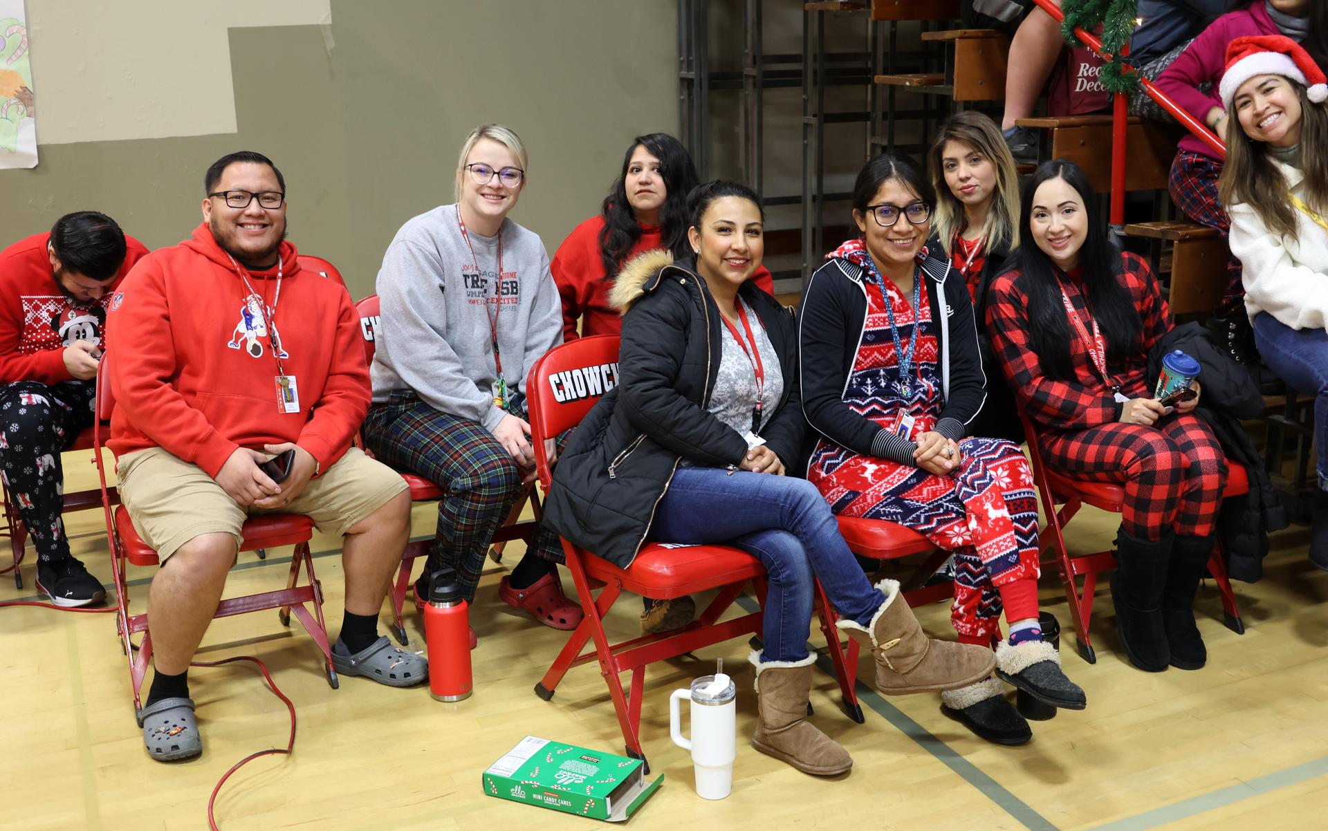 students and staff posing at the winter wishes rally