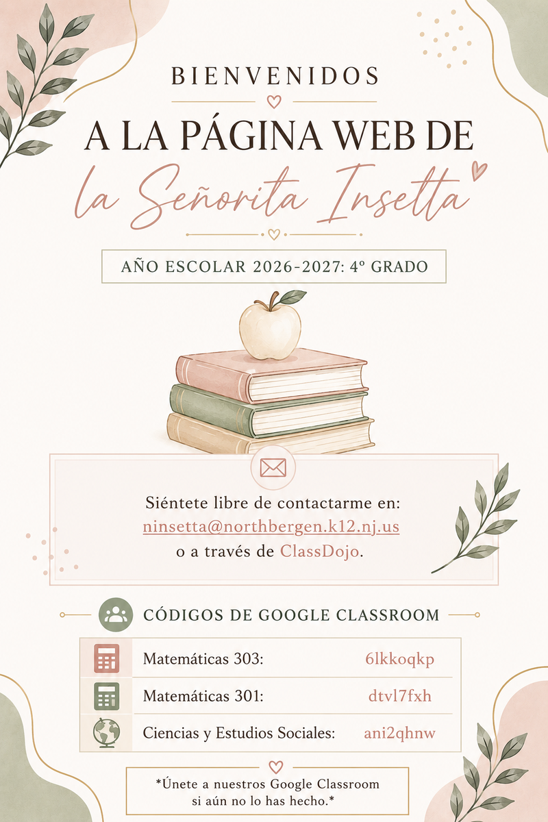 4th Grade Welcome Page in Spanish
