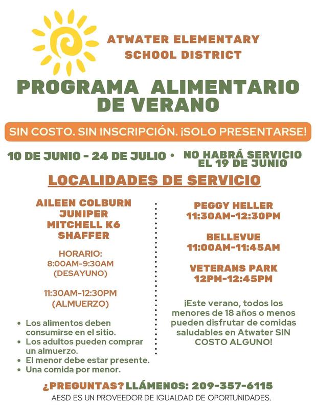 Summer Meal Program Flyer - Spanish