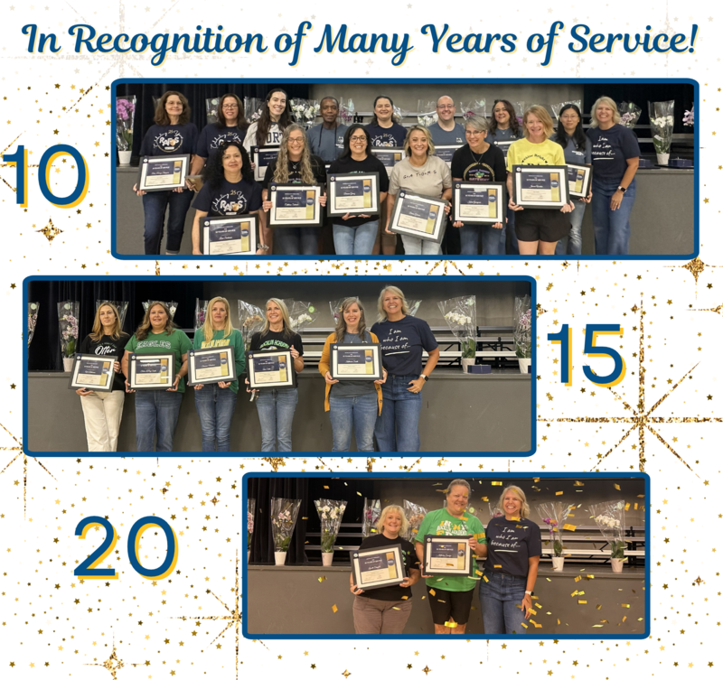 many years of service. certificate and groups of thank you