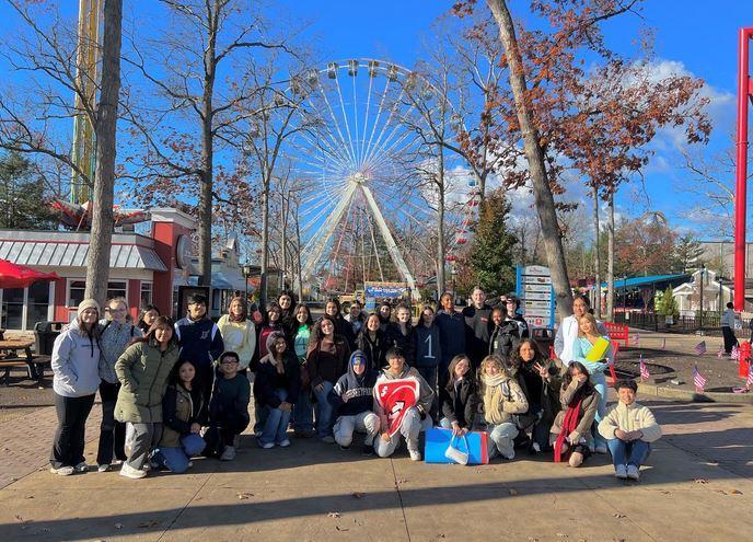 Students at amusement park