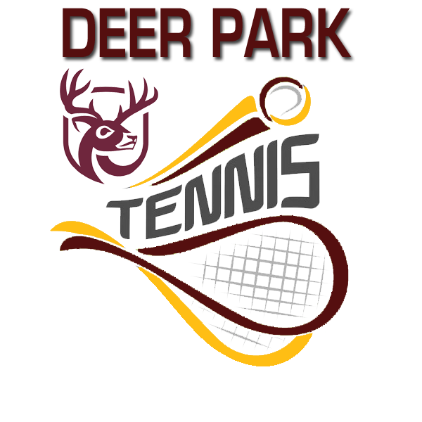 Text logo for Deer Park Tennis featuring a deer head and tennis visuals.