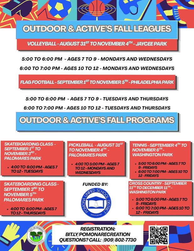 City of Pomona - Fall Leagues flyer information