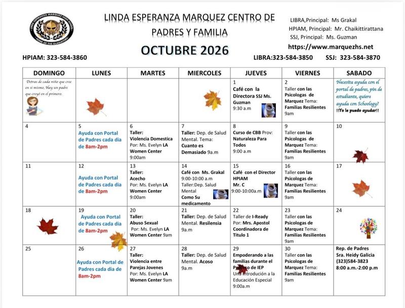 October 2026 Parent Center Calendar of Activitiies Thumbnail Image