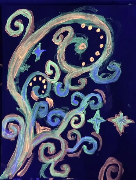 Our Gifted classes did a thing! They completed black light paintings as they were  introduced to a unit on forensic science.