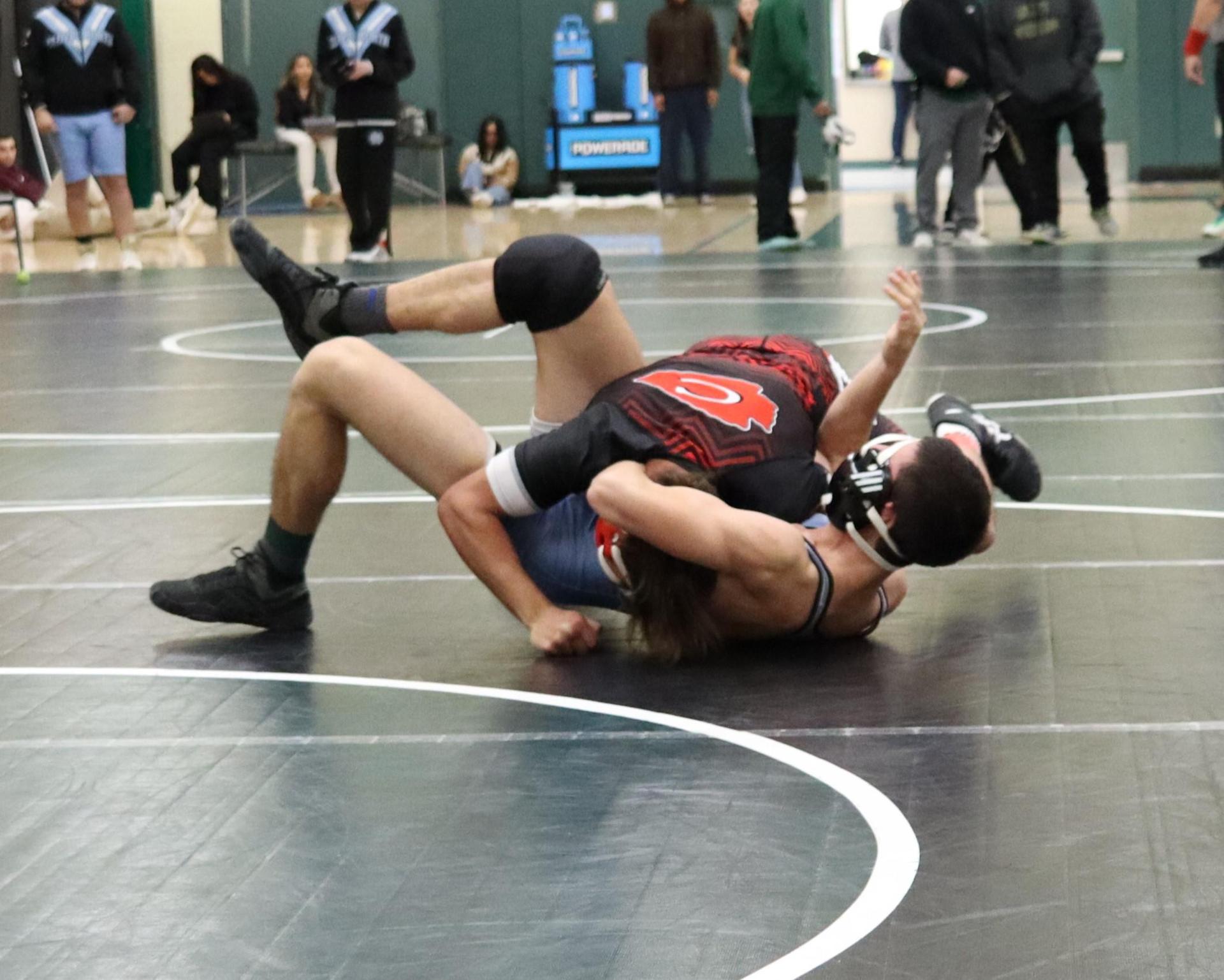 wrestlers in action at the Hawks invitational