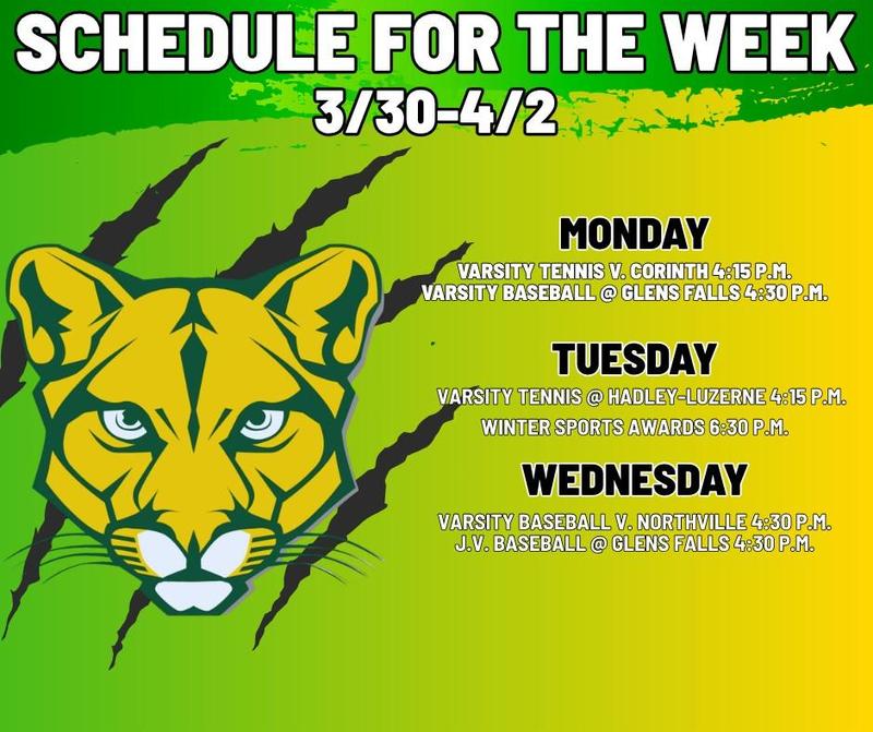 Sports events for the week 3/30/2026