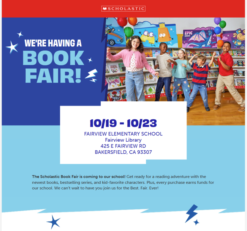 The Scholastic Book Fair is coming to Fairview! Thumbnail Image