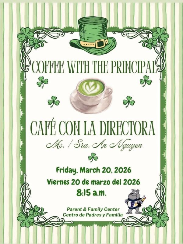 flyer for a coffee with the principal meeting