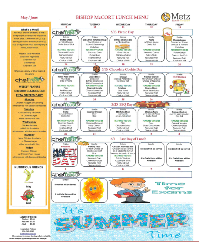 May/June Lunch Menu Thumbnail Image