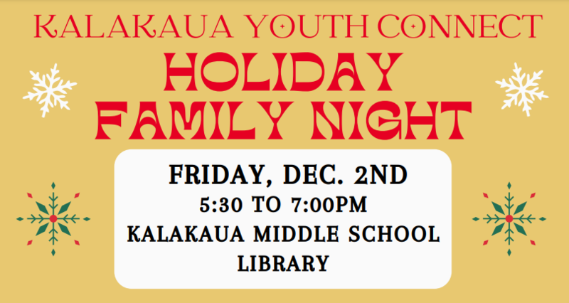 Kalakaua Youth Connect Holiday Family Night Featured Photo