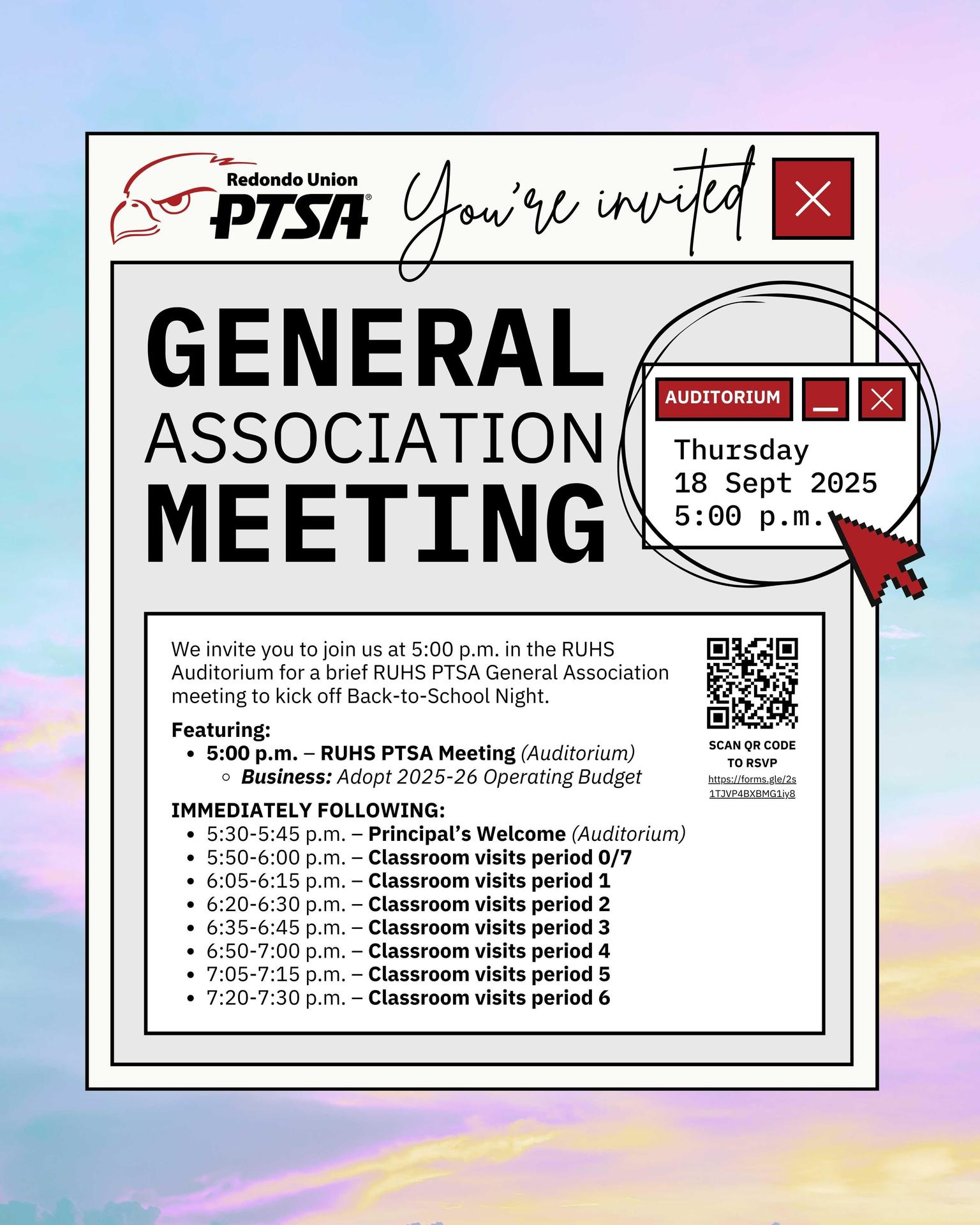 You're invited to join us at our next General Association Meeting