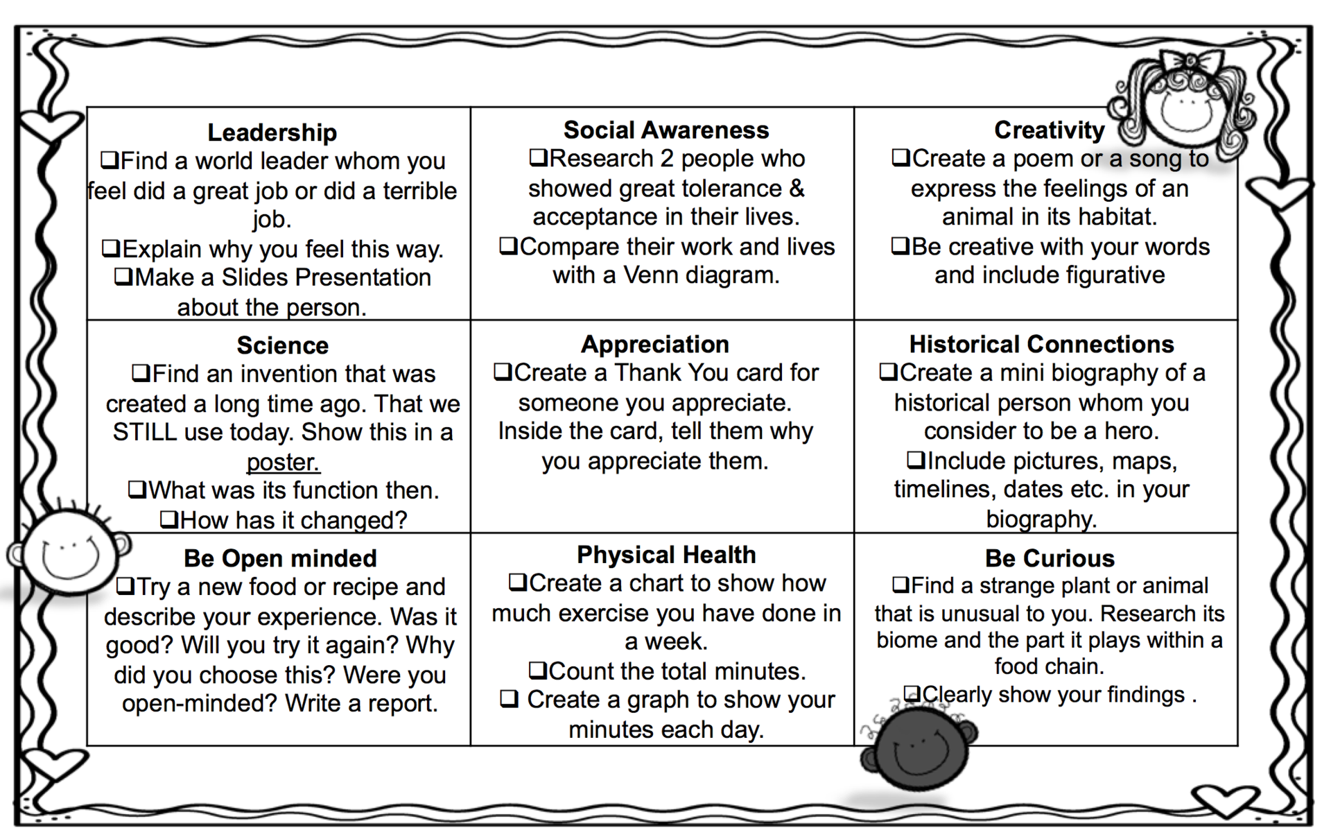 4-5 choice board