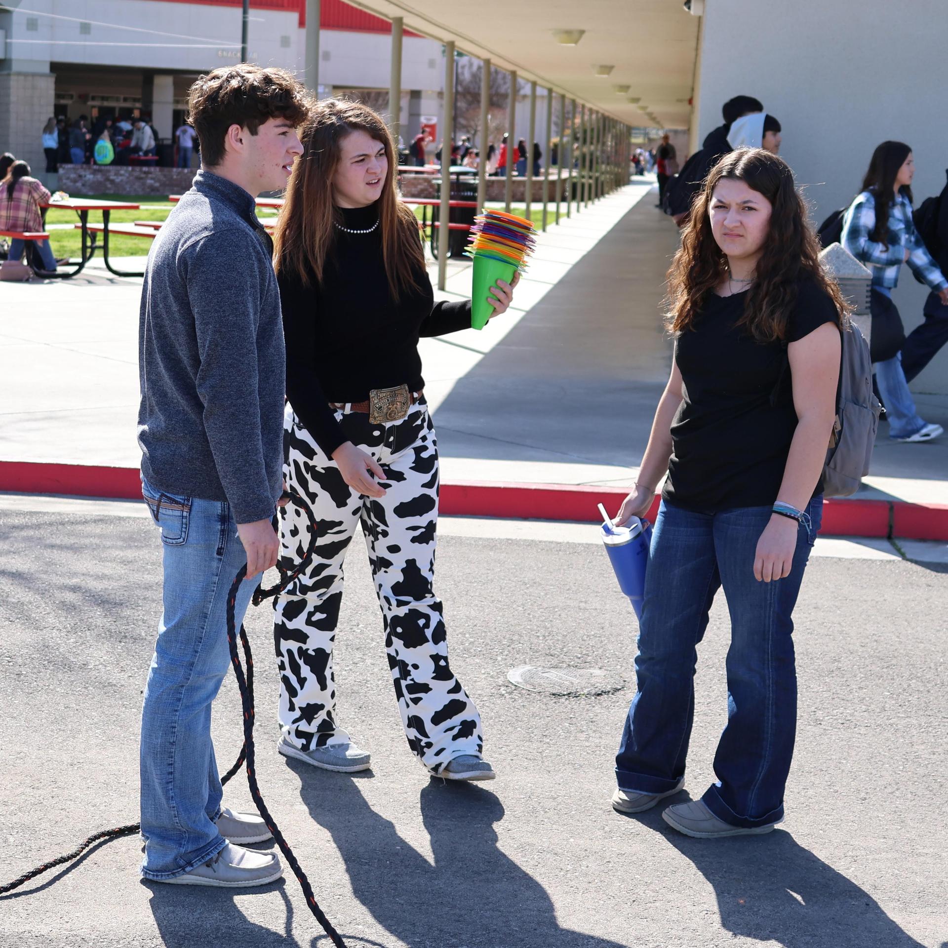 students and staff enjoying the truck pull