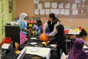 Pajamas + Pumpkins = Kindergarten fun!