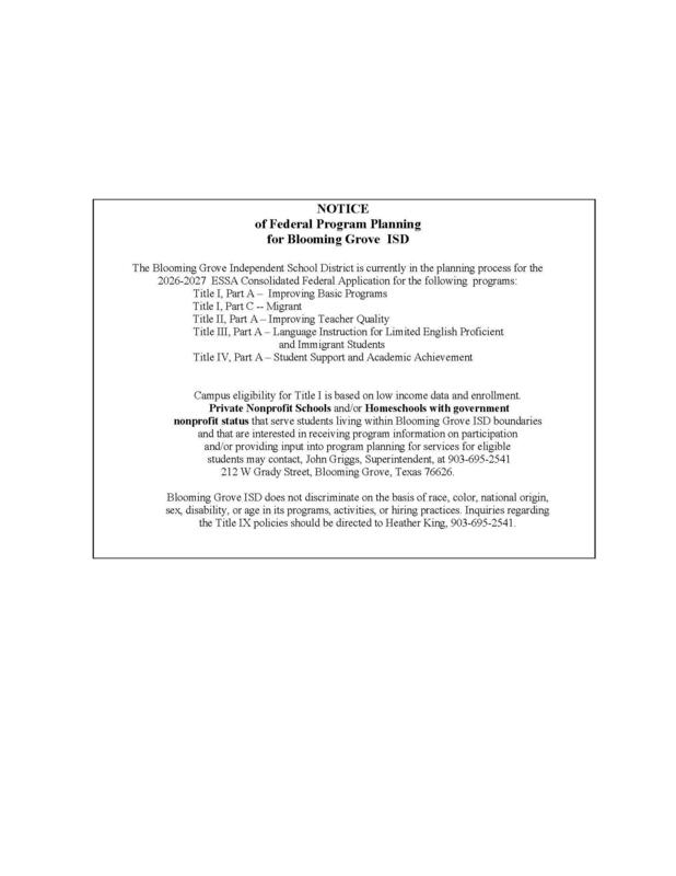 Notice of Federal Program Planning Featured Photo