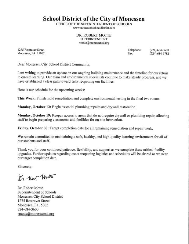 Letter from Dr. Motte, Superintendent 10/6/2026 Featured Photo