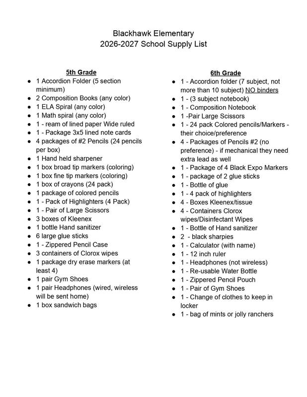 5th/6th 26-27 School Supply Lists Featured Photo
