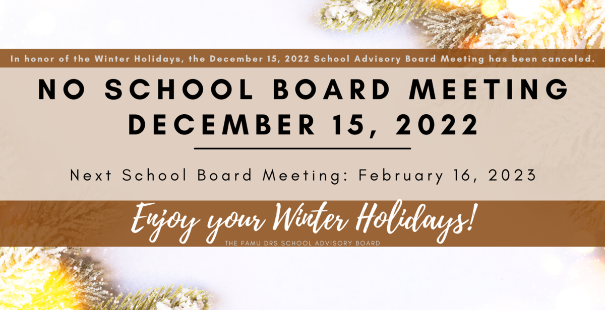 December 15, 2022 School Board Meeting Canceled