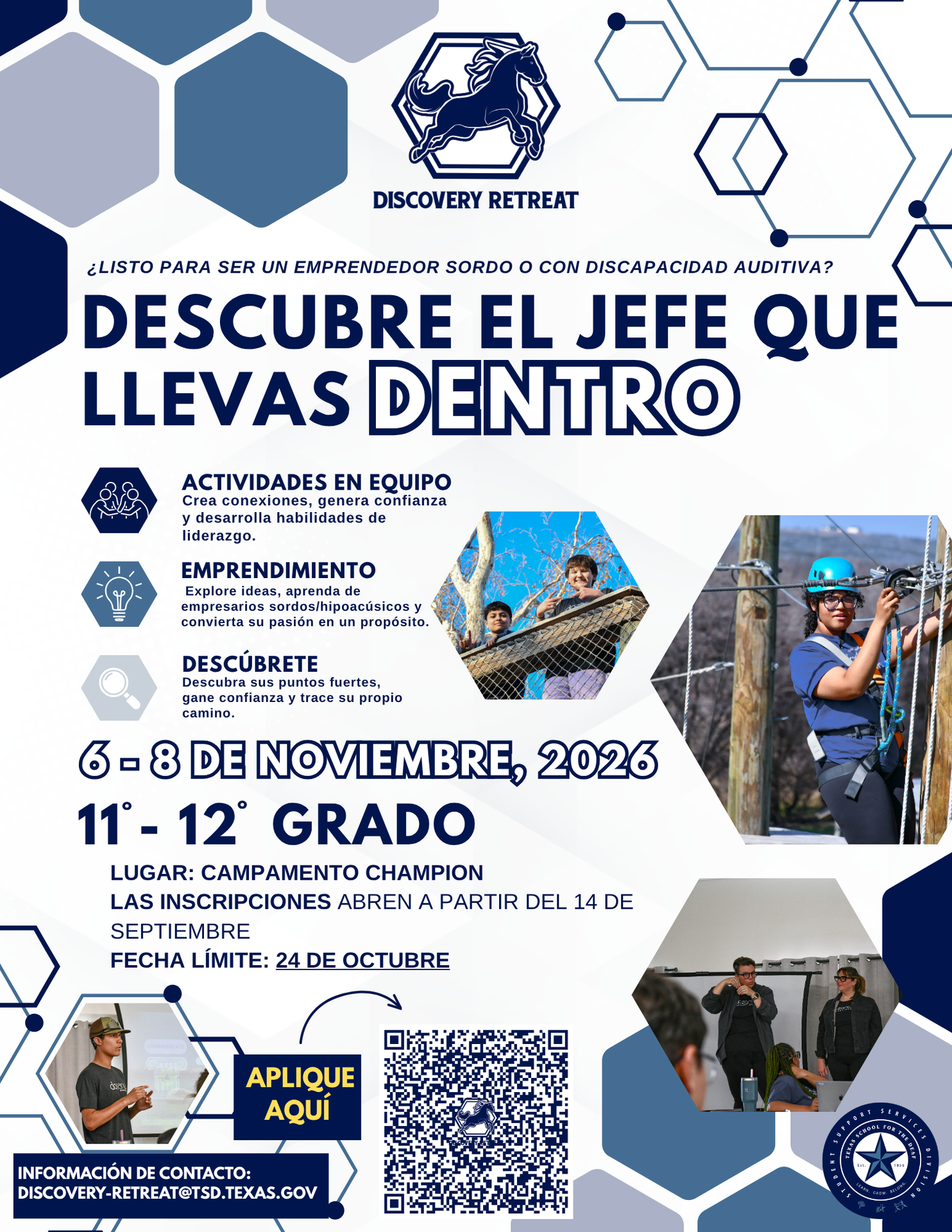 Spanish version of Fall Discovery Retreat Flyer