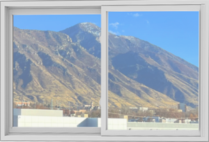 View of Y Mountain from the inside of one of the classes of the new building.