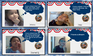 Students with dream thought bubbles collage