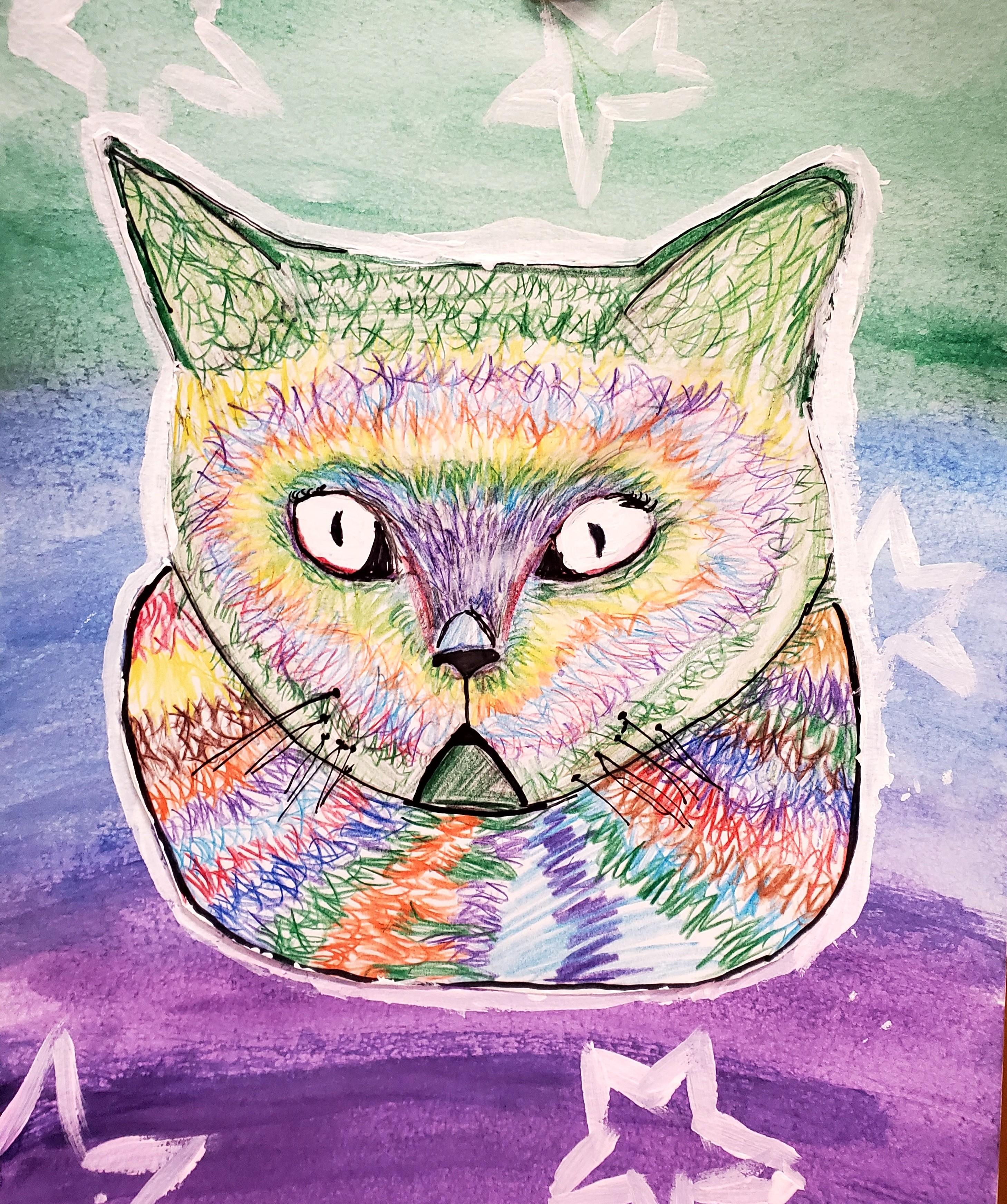 Cat art project by a student in Mrs. Fain's class