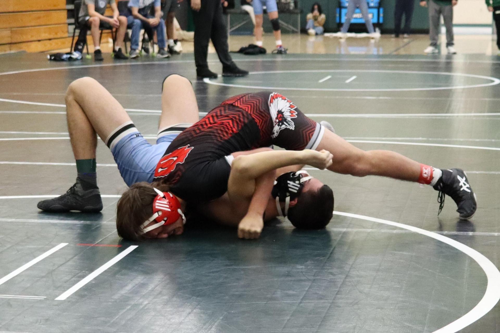 wrestlers in action at the Hawks invitational