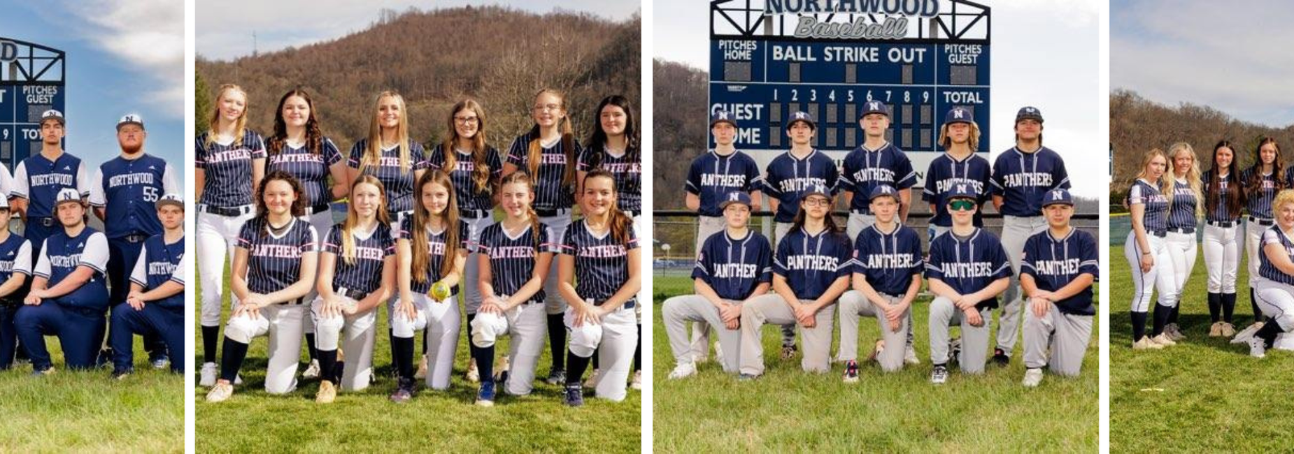Collage of baseball and softball photos