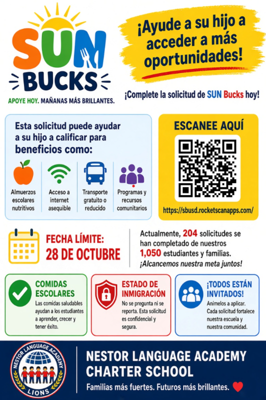 Sunbucks sign up flyer -spanish