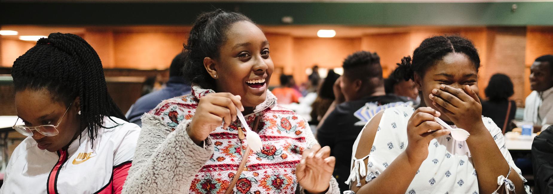 students eating