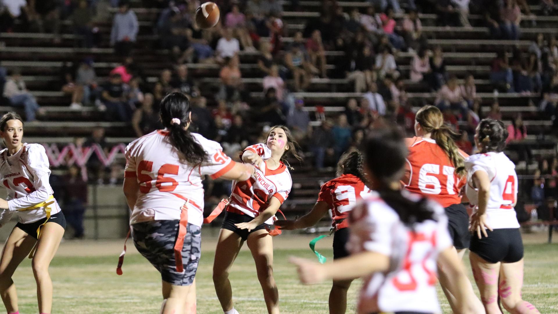 girls playing flag football
