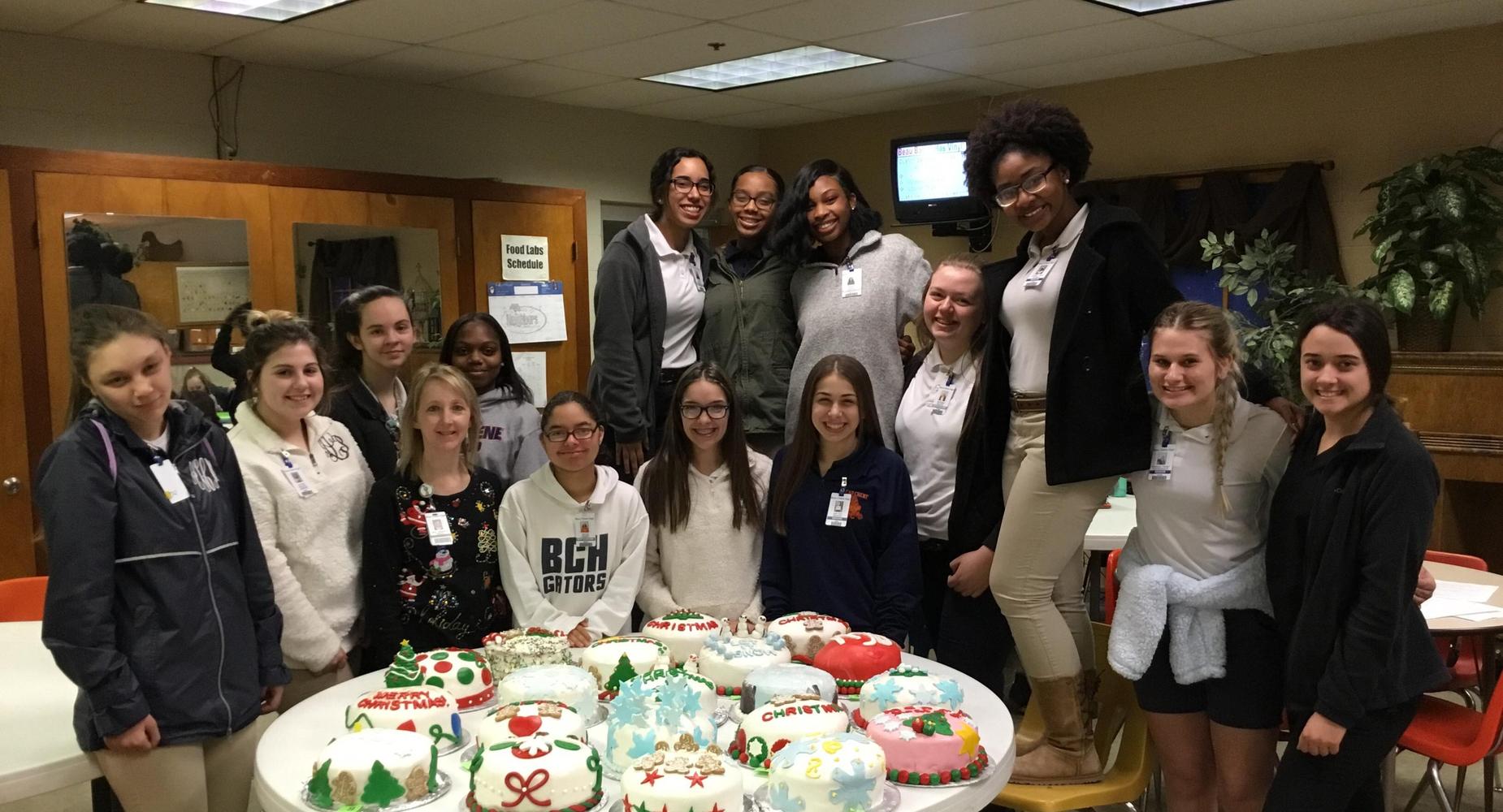 BCHS students in Mrs. Jennifer Hebert Advanced Nutrition and Foods class made Fondant Christmas Cakes.