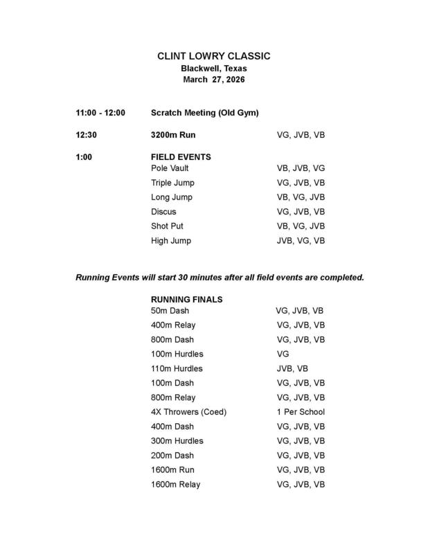 Blackwell HS Track Meet Schedule