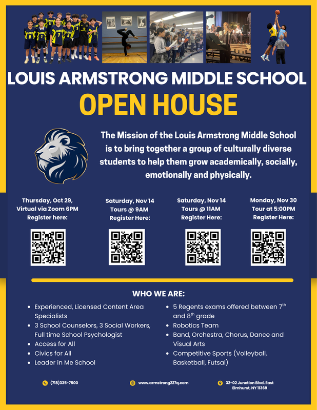 Blue and Yellow flyer with qr codes for registration