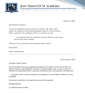 JMSA Security Drill Information