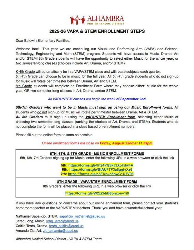25/26 VAPA & STEM Enrollment Steps