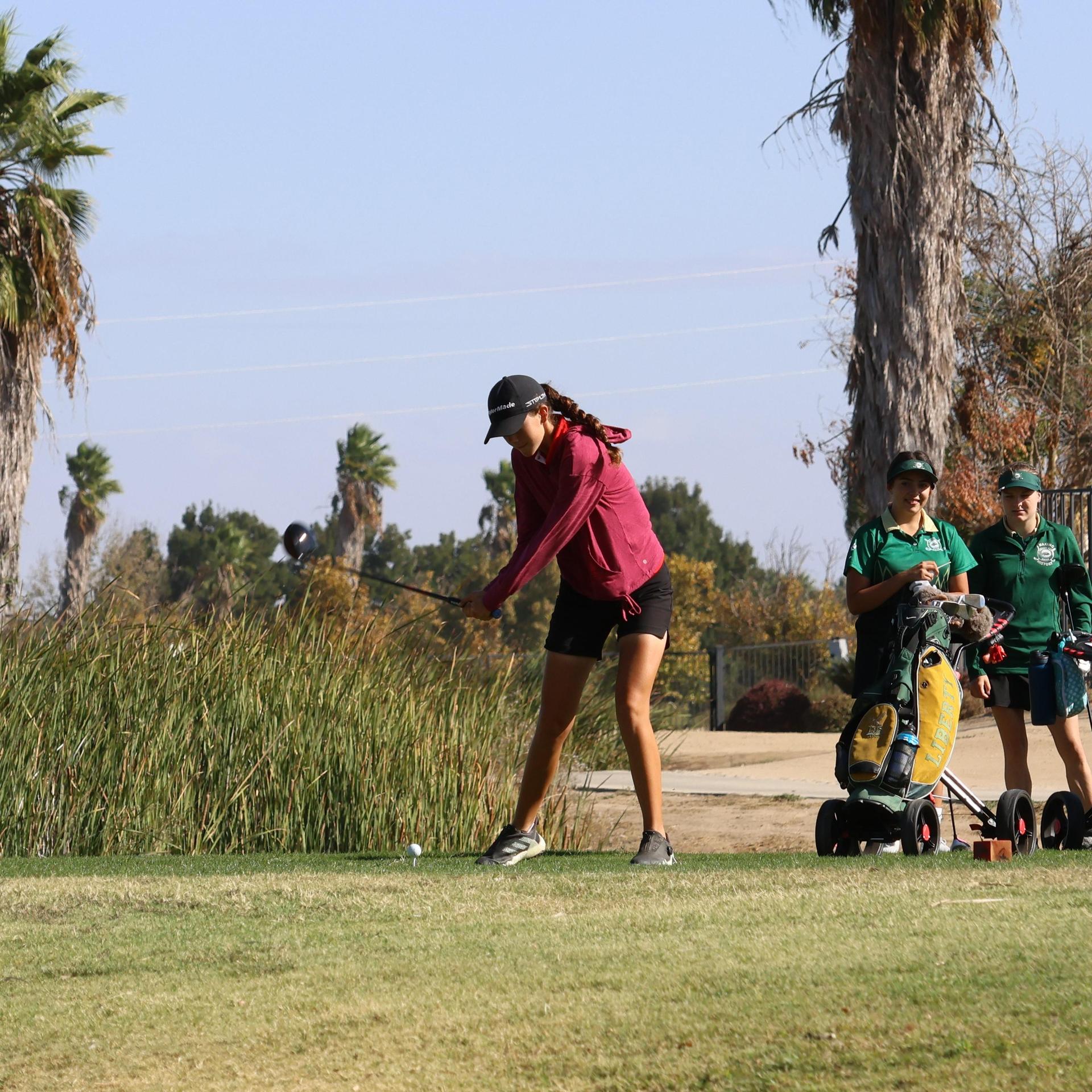 Girls golfers in action at the championships