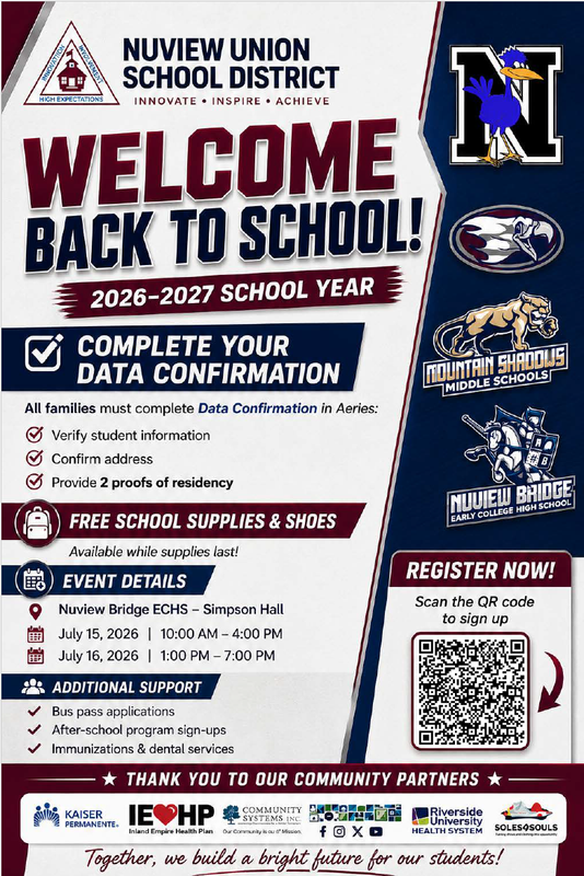Welcome Back To School Data Confirmation