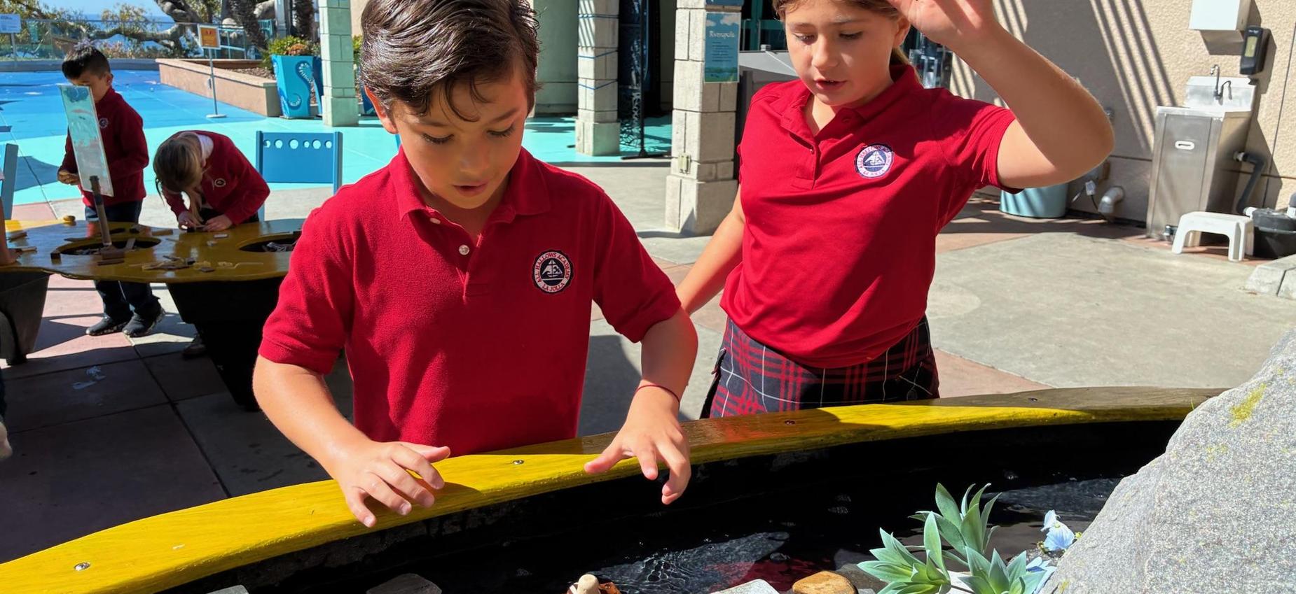 Third grade enjoys hands-on learning at the aquarium tidepools.
