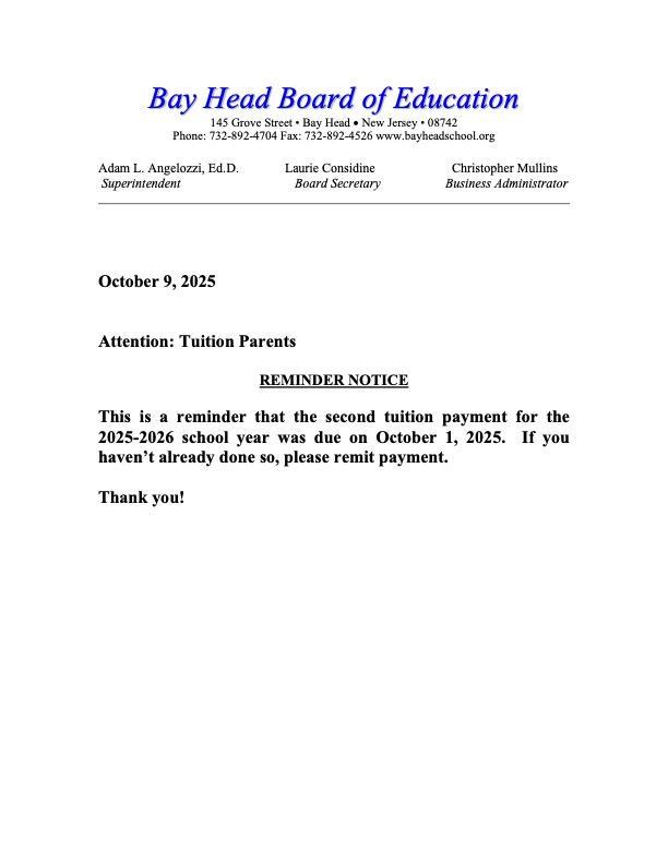 Tuition Reminder