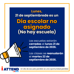 No hay escuela en Lunes 21 de septiembre