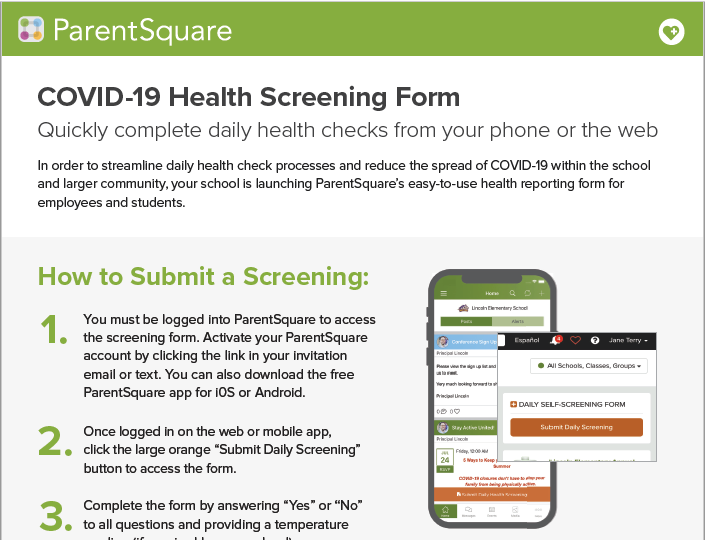 Parent Square Health Screening App Featured Photo
