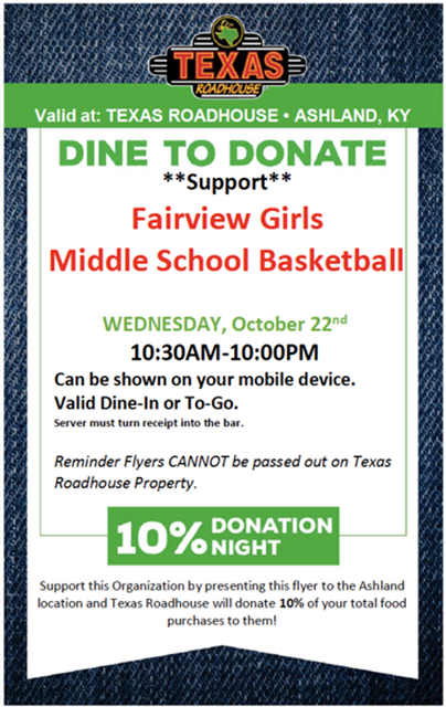 Texas Roadhouse Middle School Fundraiser Image