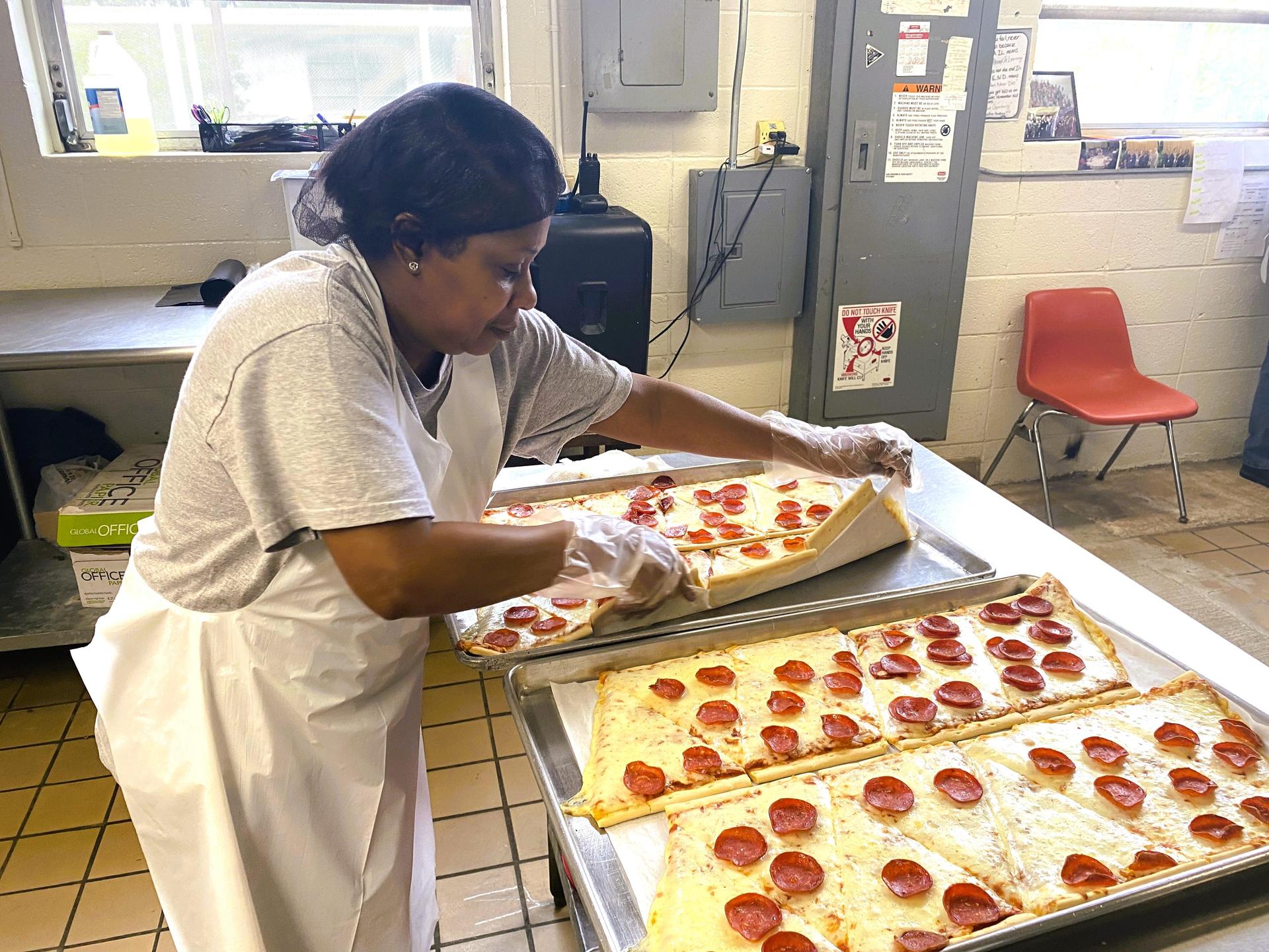 Northeast Elementary Cafeteria Pizza Prep