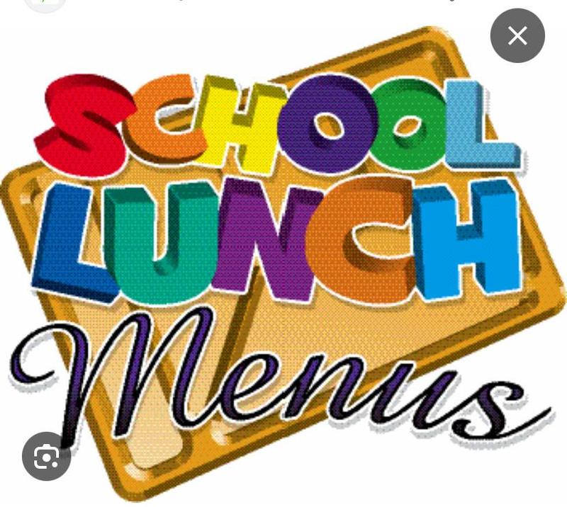 Colorful text reading 'School Lunch Menus' over a tray design.