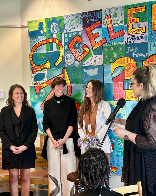 Art teachers congratulated for student work at the event